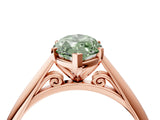 Rose gold Fancy Green Marquise Cut Diamond Solitaire Engagement Ring with Cathedral Setting and Four-Prong Mount_137