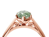 Rose gold Fancy Green Marquise Cut Diamond Solitaire Engagement Ring with Cathedral Setting and Four-Prong Mount_16
