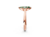 Rose gold Fancy Green Marquise Cut Diamond Solitaire Engagement Ring with Cathedral Setting and Four-Prong Mount_92