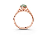 Rose gold Fancy Green Marquise Cut Diamond Solitaire Engagement Ring with Cathedral Setting and Four-Prong Mount_93