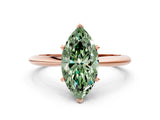 Rose gold Fancy Green Marquise Cut Diamond Solitaire Engagement Ring with Classic Band and Four-Prong Setting_119
