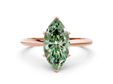 Rose gold Fancy Green Marquise Cut Diamond Solitaire Engagement Ring with Classic Band and Four-Prong Setting_36