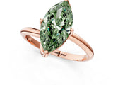 Rose gold Fancy Green Marquise Cut Diamond Solitaire Engagement Ring with Four-Prong Setting and Classic Band_21