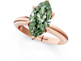 Rose gold Fancy Green Marquise Cut Diamond Solitaire Engagement Ring with Round Band and Four-Prong Setting_196
