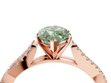 Rose gold Fancy Green Marquise Cut Diamond Solitaire Engagement Ring with Twisted Pavé Band and Four-Prong Setting_48