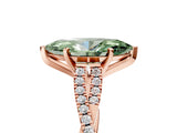 Rose gold Fancy Green Marquise Cut Diamond Solitaire Engagement Ring with Twisted Pavé Band and Four-Prong Setting_49