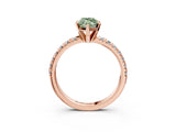 Rose gold Fancy Green Marquise Cut Diamond Solitaire Pavé Engagement Ring with Round Band and Prong Setting_41