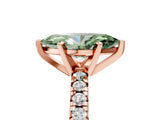 Rose gold Fancy Green Marquise Cut Diamond Solitaire Pavé Engagement Ring with Round Band and Prong Setting_43