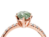 Rose gold Fancy Green Marquise Cut Diamond Solitaire Pavé Engagement Ring with Round Band and Prong Setting_60