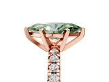 Rose gold Fancy Green Marquise Cut Diamond Solitaire Pavé Engagement Ring with Round Band and Prong Setting_61