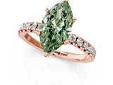 Rose gold Fancy Green Marquise Cut Diamond Solitaire Pavé Engagement Ring with Round Band and Prong Setting_75