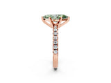 Rose gold Fancy Green Marquise Cut Diamond Solitaire Pavé Engagement Ring with Round Band and Prong Setting_76