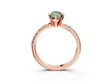 Rose gold Fancy Green Marquise Cut Diamond Solitaire Pavé Engagement Ring with Round Band and Prong Setting_77