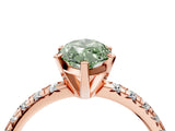 Rose gold Fancy Green Marquise Cut Diamond Solitaire Pavé Engagement Ring with Round Band and Prong Setting_78