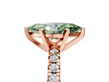 Rose gold Fancy Green Marquise Cut Diamond Solitaire Pavé Engagement Ring with Round Band and Prong Setting_79