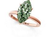 Rose gold Fancy Green Marquise Cut Diamond Solitaire Ring with Classic Band and Four-Prong Setting_1