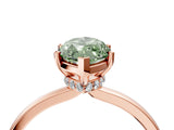 Rose gold Fancy Green Marquise Cut Diamond Solitaire Ring with Classic Band and Four-Prong Setting_4