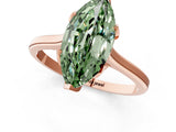 Rose gold Fancy Green Marquise Cut Diamond Solitaire Ring with Flower Prong Setting and Classic Band_37