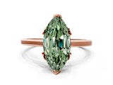 Rose gold Fancy Green Marquise Cut Diamond Solitaire Ring with Flower Prong Setting and Classic Band_64