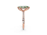 Rose gold Fancy Green Marquise Cut Diamond Solitaire Ring with Four-Prong Setting and Pavé Band_5