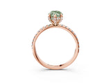 Rose gold Fancy Green Marquise Cut Diamond Solitaire Ring with Four-Prong Setting and Pavé Band_6