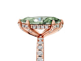 Rose gold Fancy Green Marquise Cut Diamond Solitaire Ring with Four-Prong Setting and Pavé Band_8
