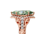 Rose gold Fancy Green Marquise Cut Diamond Solitaire Ring with Hidden Halo and Pavé Band_32
