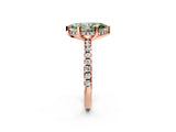 Rose gold Fancy Green Marquise Cut Diamond Solitaire Ring with Pavé Band and Four-Prong Setting_122
