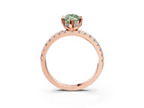 Rose gold Fancy Green Marquise Cut Diamond Solitaire Ring with Pavé Band and Four-Prong Setting_123