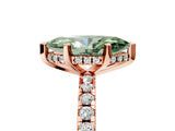 Rose gold Fancy Green Marquise Cut Diamond Solitaire Ring with Pavé Band and Four-Prong Setting_125