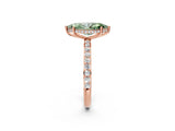 Rose gold Fancy Green Marquise Cut Diamond Solitaire Ring with Pavé Band and Hidden Halo_22