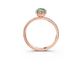 Rose gold Fancy Green Marquise Cut Diamond Solitaire Ring with Pavé Band and Hidden Halo_23