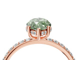 Rose gold Fancy Green Marquise Cut Diamond Solitaire Ring with Pavé Band and Hidden Halo_24