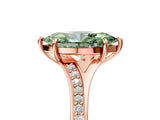 Rose gold Fancy Green Marquise Cut Diamond Solitaire Ring with Pavé Band and Prong Setting_17