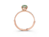 Rose gold Fancy Green Marquise Cut Diamond Solitaire Ring with Pave Band and Four Prong Setting_113