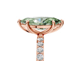Rose gold Fancy Green Marquise Cut Diamond Solitaire Ring with Pave Band and Four Prong Setting_115