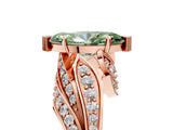 Rose gold Fancy Green Marquise Cut Diamond Solitaire Ring with Prong Setting and Twisted Pavé Band_17