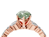 Rose gold Fancy Green Marquise Cut Diamond Solitaire Ring with Side Stones and Four-Prong Setting_96