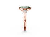 Rose gold Fancy Green Marquise  Cut Diamond Solitaire Ring with Tapered Baguette Accents and Four-Prong Setting_81