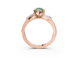 Rose gold Fancy Green Marquise  Cut Diamond Solitaire Ring with Tapered Baguette Accents and Four-Prong Setting_82