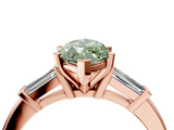 Rose gold Fancy Green Marquise  Cut Diamond Solitaire Ring with Tapered Baguette Accents and Four-Prong Setting_83
