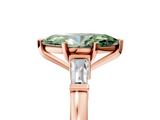 Rose gold Fancy Green Marquise  Cut Diamond Solitaire Ring with Tapered Baguette Accents and Four-Prong Setting_84