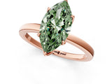 Rose gold Fancy Green Marquise Cut Diamond Solitaire Ring with Thin Band and Prong Setting_13