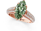 Rose gold Fancy Green Marquise Cut Diamond Solitaire Ring with Three-Row Pavé Band and Four-Prong Setting_38