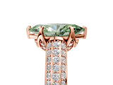 Rose gold Fancy Green Marquise Cut Diamond Solitaire Ring with Three-Row Pavé Band and Four-Prong Setting_42