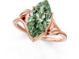 Rose gold Fancy Green Marquise Cut Diamond Solitaire Ring with Twist Band and Four-Prong Setting_76