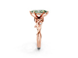 Rose gold Fancy Green Marquise Cut Diamond Solitaire Ring with Twisted Band and Prong Setting_202