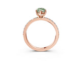 Rose gold Fancy Green Marquise  Cut Diamond Solitaire with Pave Band and Four-Prong Setting 4
