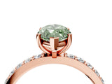 Rose gold Fancy Green Marquise  Cut Diamond Solitaire with Pave Band and Four-Prong Setting 5