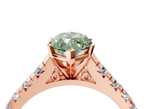 Rose gold Fancy Green Marquise  Cut Diamond Solitaire with Pave Band and Four-Prong Setting_137
